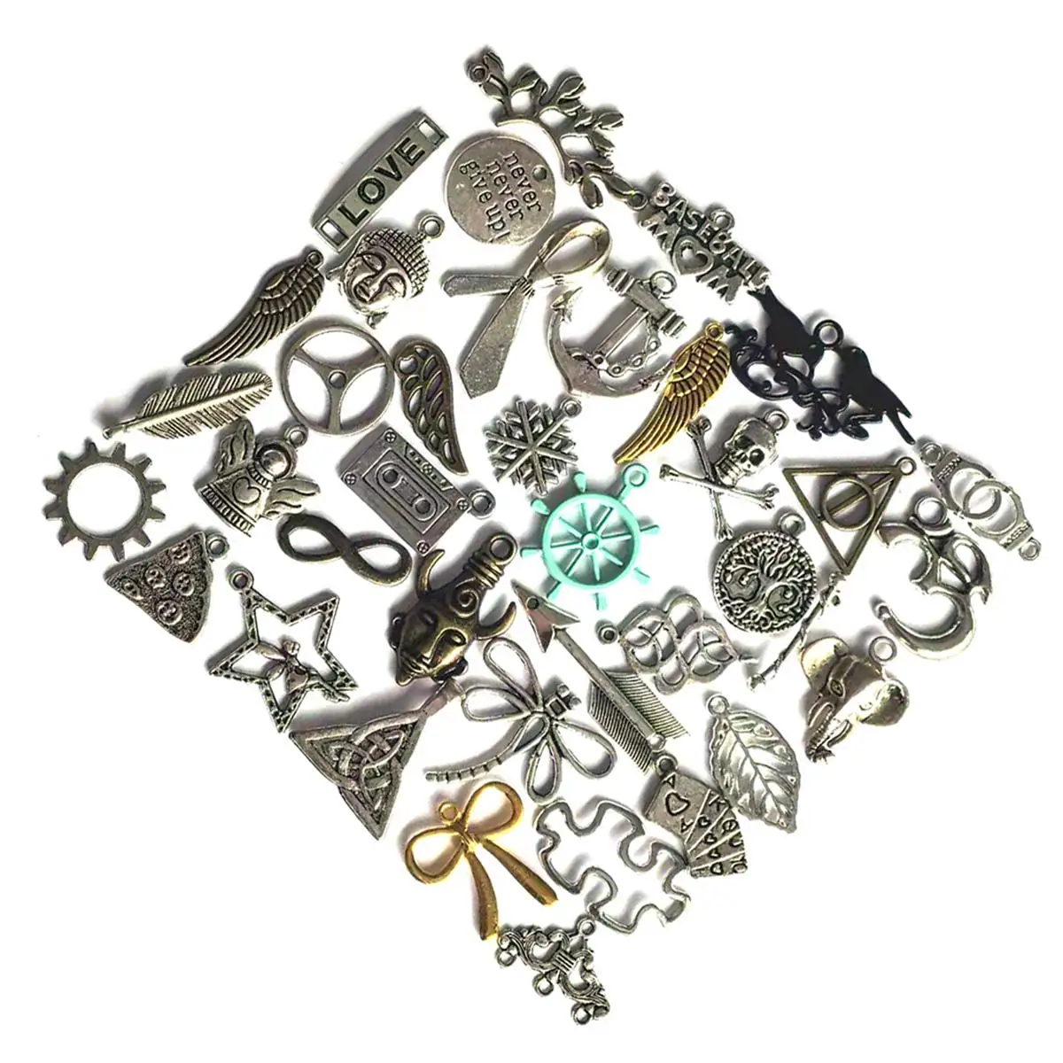 

400 шт. разнообразные металлические подвески-подвески, смешанные 15-40 мм, оптовая продажа, сделай сам, ремесла, принадлежности для изготовления ювелирных изделий, посылка