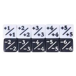 10pcs D6 Dice Counters 5 Positive +1/+1 & 5 Negative -1/-1 For Magic The Gathering Table Game Funny Dices White Black Teaching