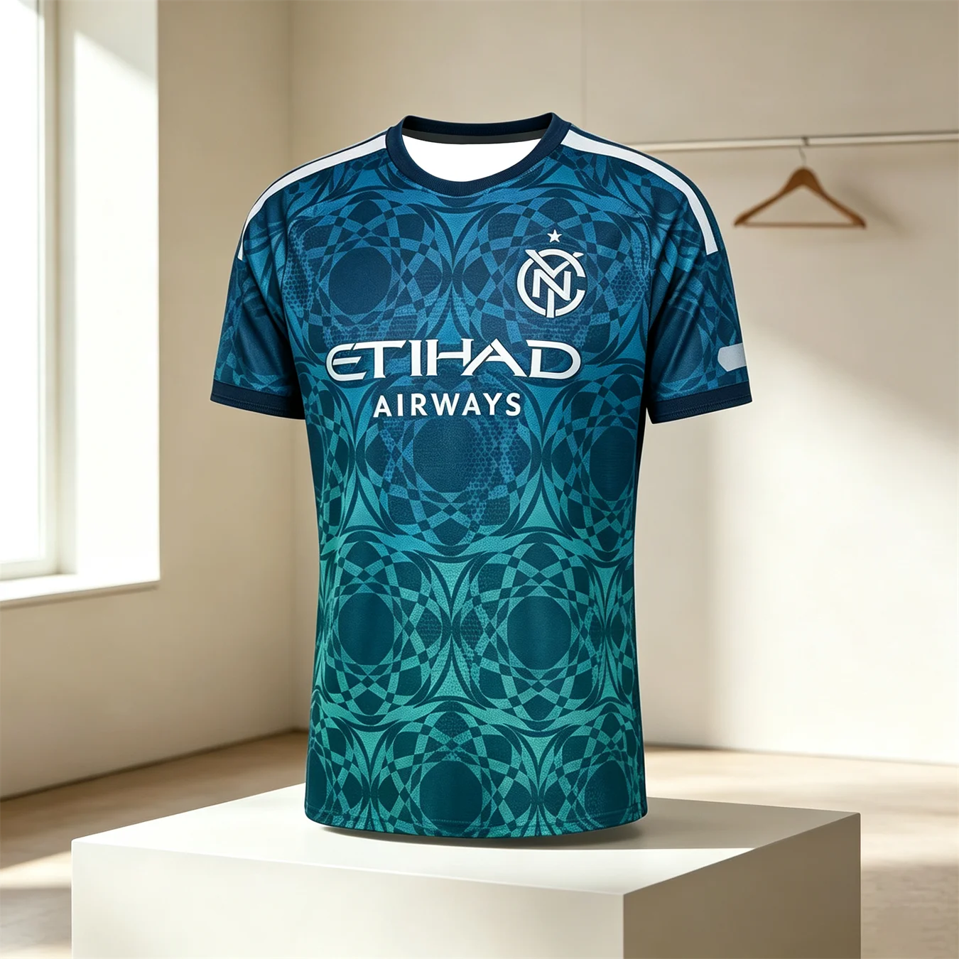 2026 NYCFC Rotes Geometrisches Fußballtrikot Schnelltrocknend Atmungsaktives Fußball-T-Shirt Etihad-Druck MLS Trainingsuniform Unisex Fan-Sport-Oberteil – Detail 6