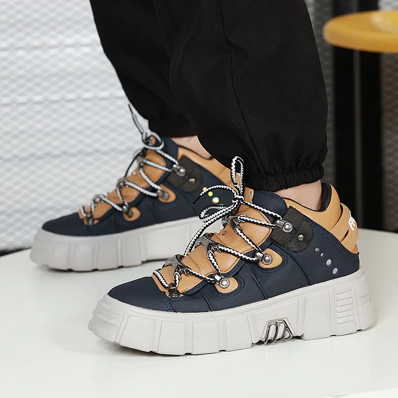 Men's Shoes 2024 New Thick Soled Height Increasing Casual Shoes, Popular Trend Brand Niche Design Punk Shoes