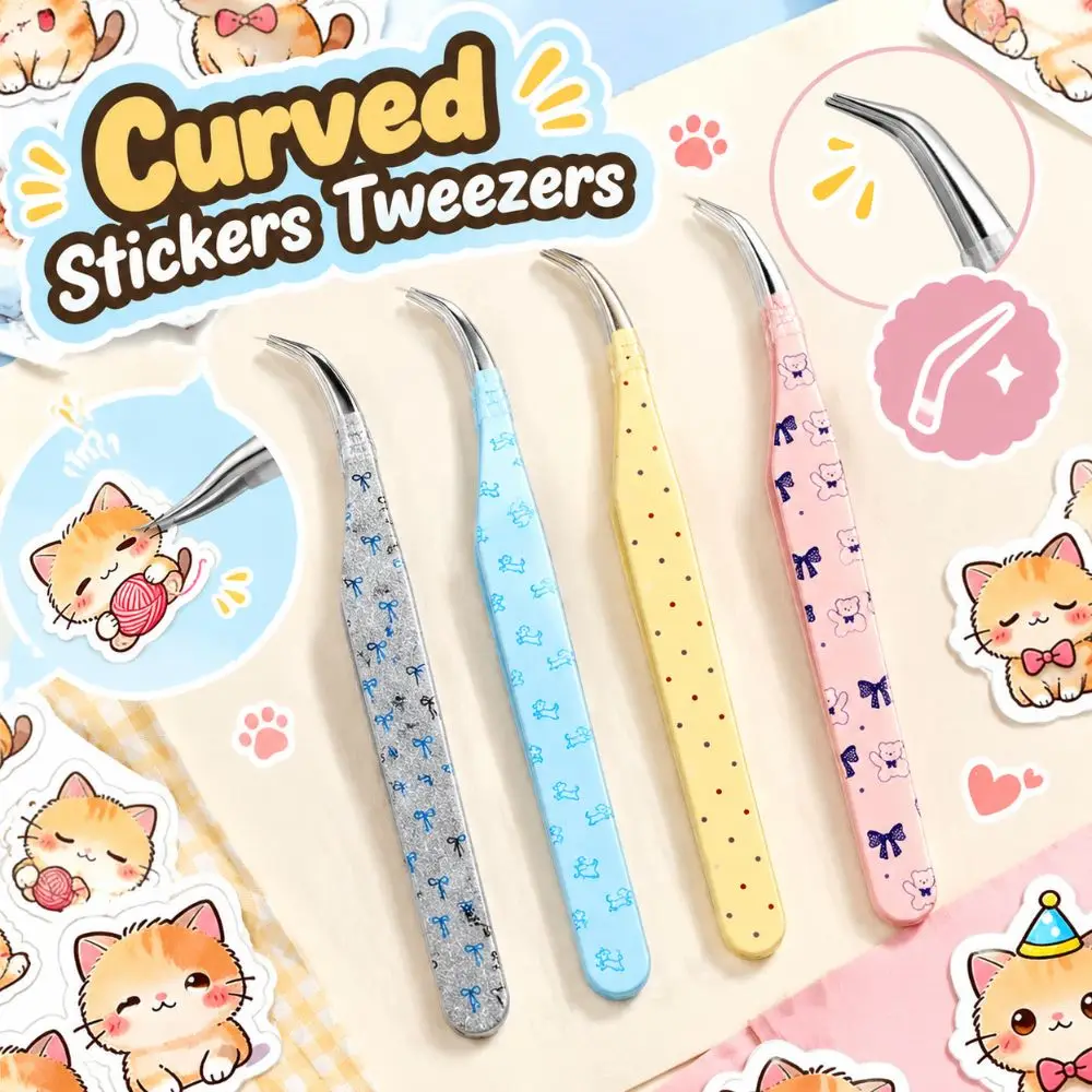 Precision Precision Tweezers Cartoon Stainless Steel Curved Stickers Tweezers Dolphin Shape Craft Tweezers Journaling Supplies