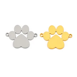 5pcs/Lot Stainless Steel Paw Print Jewelry Charms Wholesale Diy Making Necklace Bracelet Cute Animal Footprint Pendant Accessory