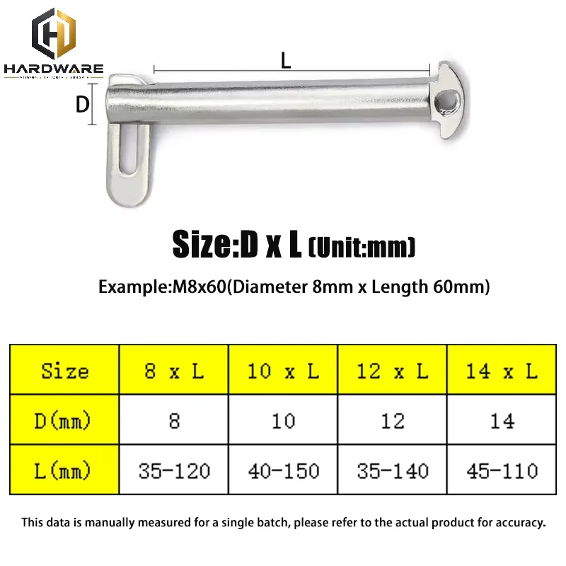 304 Stainless Steel Tongue Bolt Pin Marine Grade Hardware M8~m14 Elbow Bolt Tongue Clasp For Boat Auto Industrial Use
