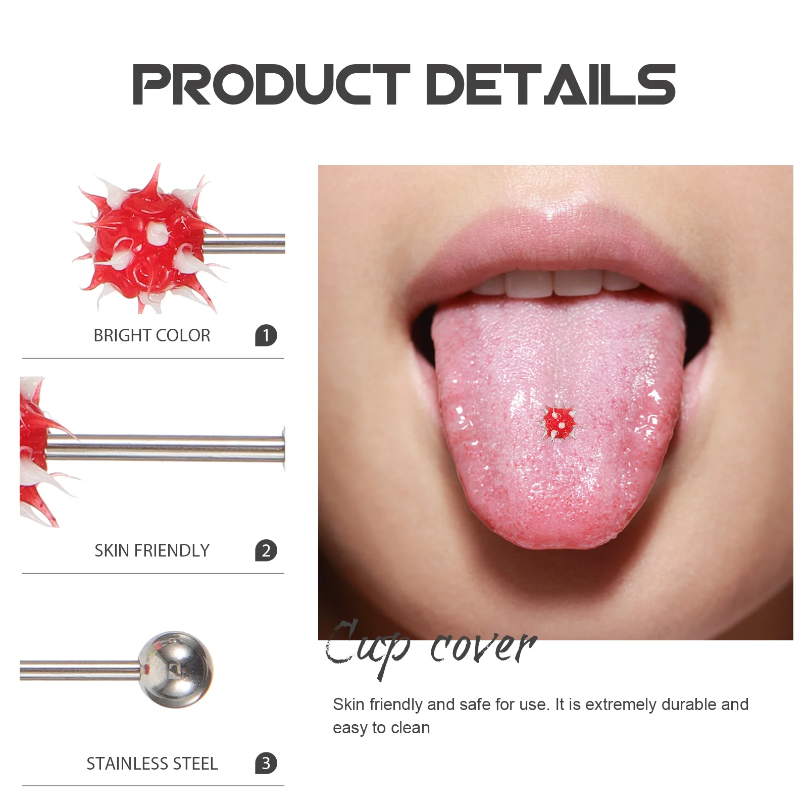 10 Pcs Hairy Ball Tongue Pin Piercing Rings Tounge Jewelry Physical Games Scraper Faux Spiky The Tour Body Decor Earrings