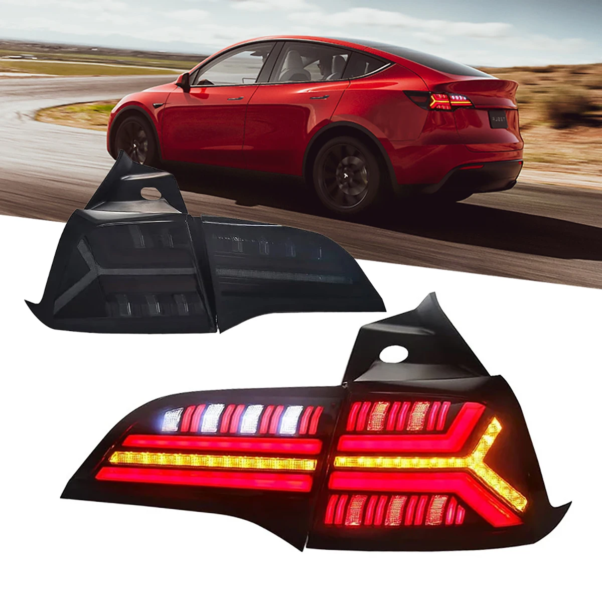 Tail Lights For Tesla Model 3 Model Y  2017-2020 TT-ABC LED DRL Modified Lamp Car Light Assembly Free Shipping