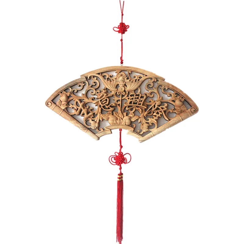 

Традиционная китайская резьба по дереву: 3D-панно с изысканными цветочными узорами и благословениями, декор для дома, китайский узел