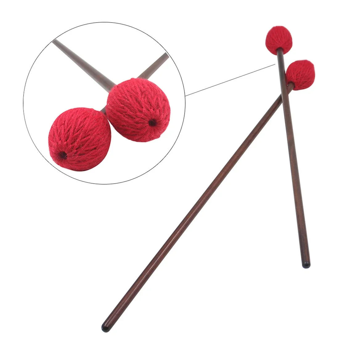 Drumstick Marimba Mammer 1 Pair Percussion Instrument Accessories Intermediate Marimba Mallets Professional Xylophone Mallet Red