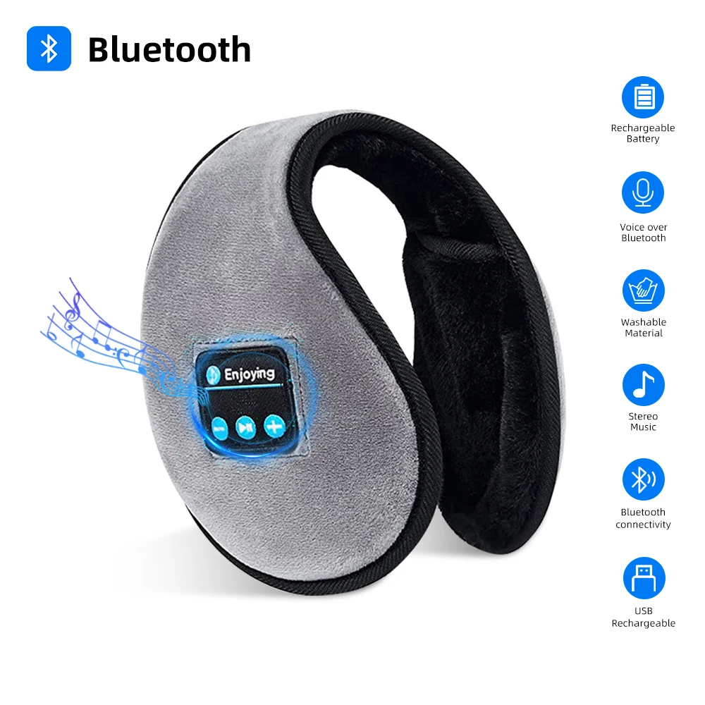 Bluetooth Ear Muffs for Winter Women Men Wireless Earmuffs Headphones Ear Warmer Winter Music Ear Cover Built-in HD Speakers