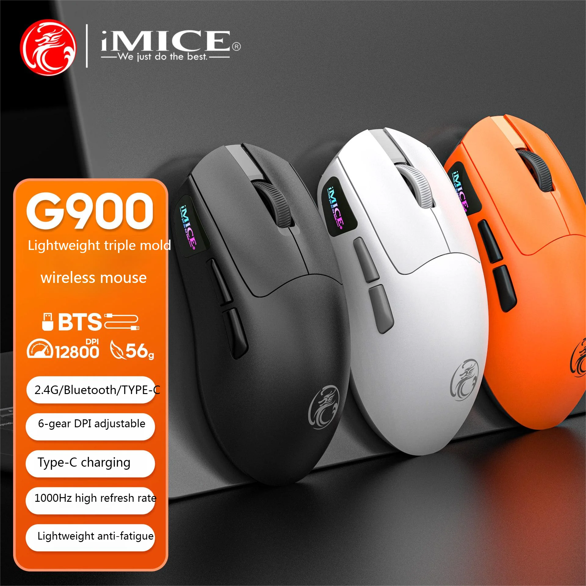 

Беспроводная игровая мышь 12800 точек на дюйм, 2,4G + BT + проводная трехрежимная перезаряжаемая бесшумная беспроводная Bluetooth-мышь для мыши, геймеров, эргономика
