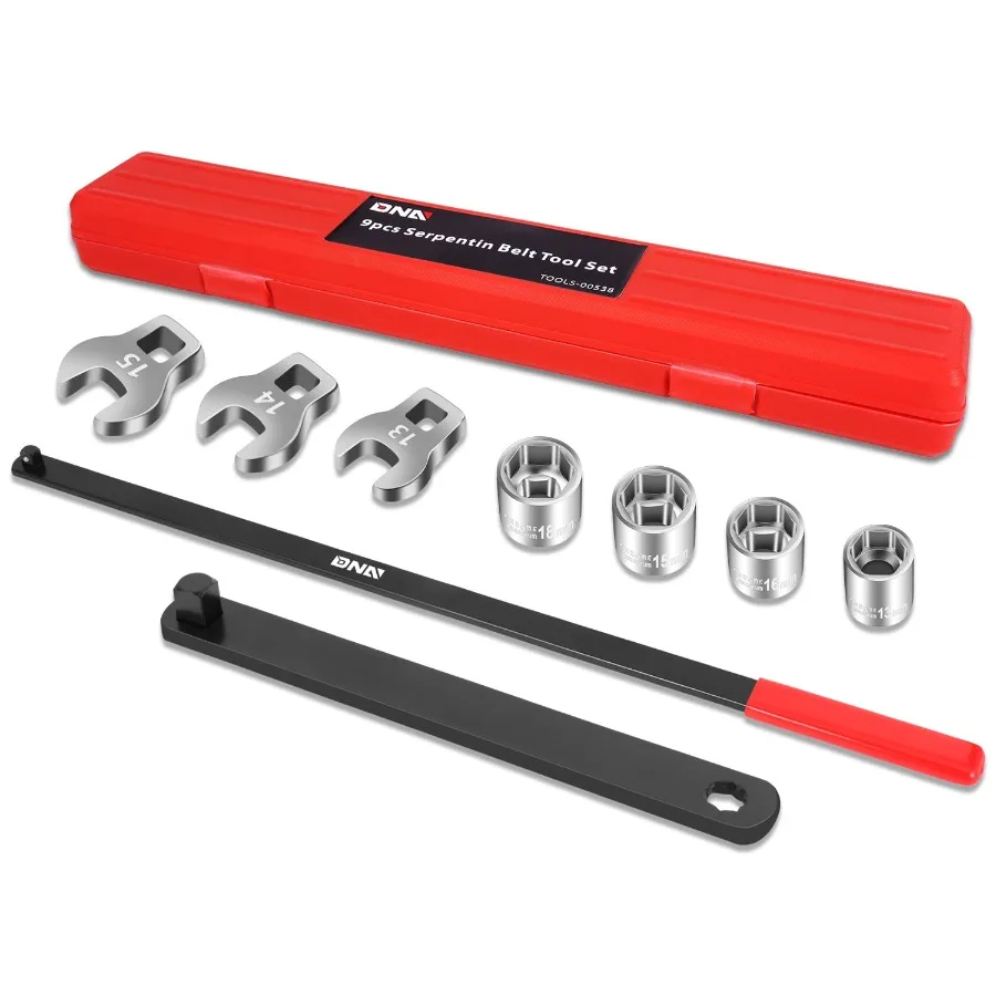 

9Pcs 0.38" Pulley Wrench Installation Removal Serpentine Belt Tool Set w/ Case