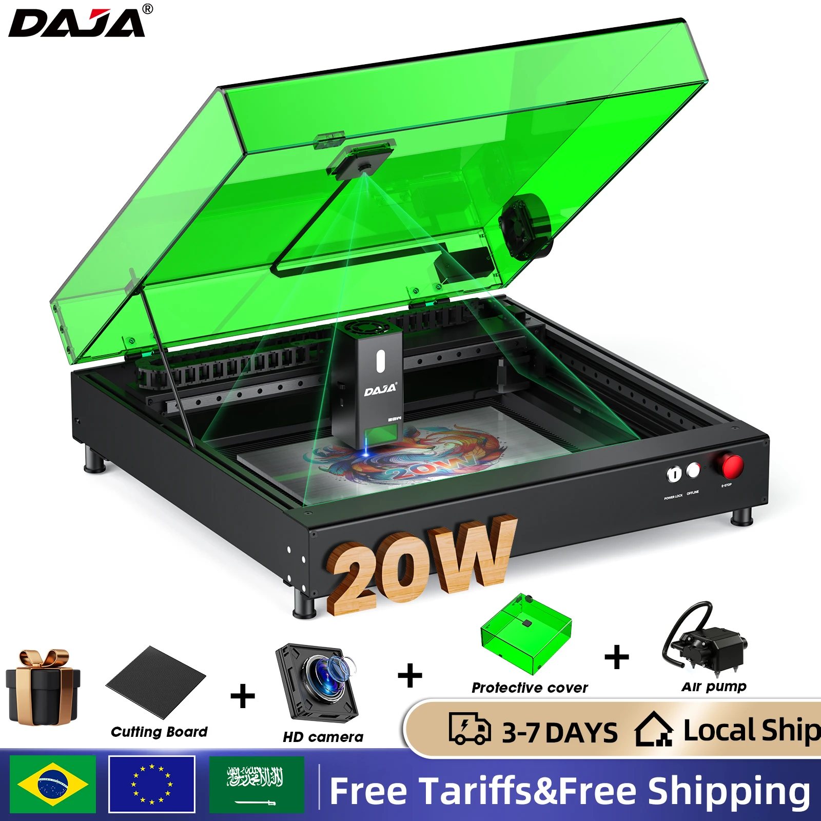 DAJA A8 Laser Cutter Engraver High precision Business Efficient Laser Engraving Machine for Metal Wood Acrylic Glass leather