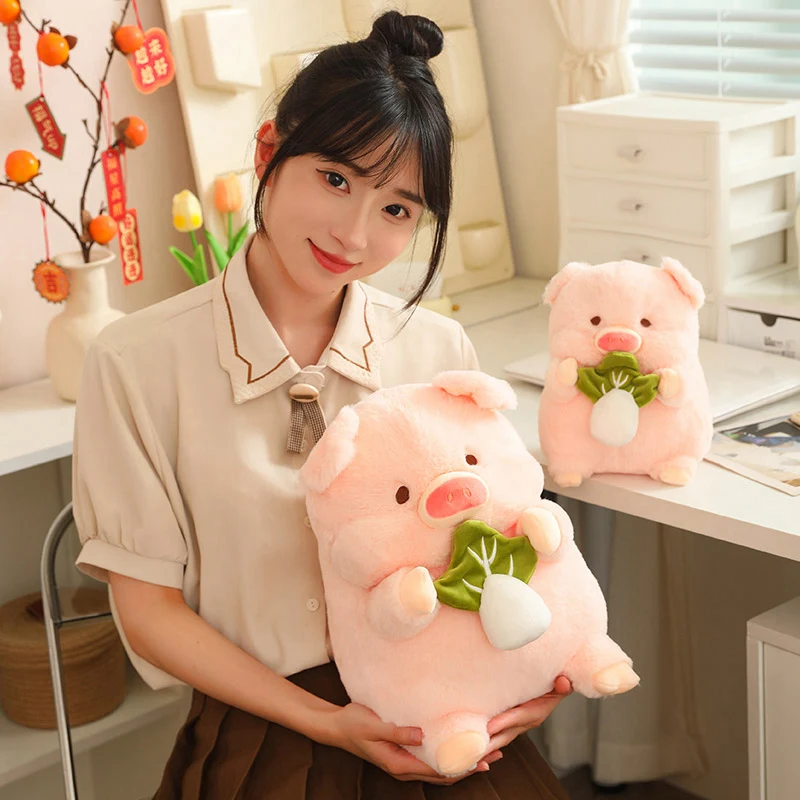 Soft Kawaii Cute Round Pig High Quality Doll Gift Pig with Hamburger Cabbage Plush Pillow Stuffed Super