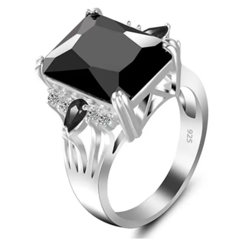 Ein modischer, eleganter und stimmungsvoller, personalisierter Damenring mit eingelegtem quadratischem Zirkon als Weihnachtsgeschenk, Schmuckzubehör