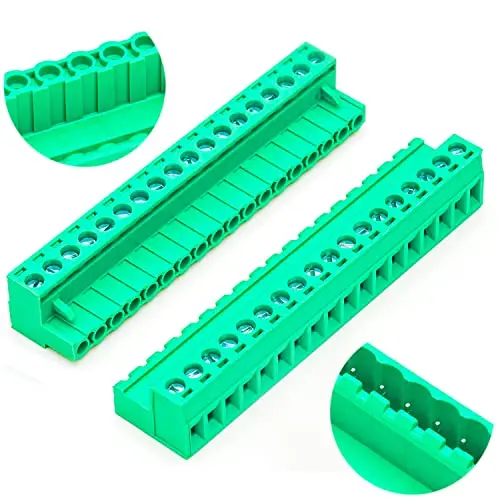 5.08mm 18 Pin Male & Female Phoenix Connector Green PCB Screw Terminal Block No Soldering Wire Plug Socket Adapter 1 Set