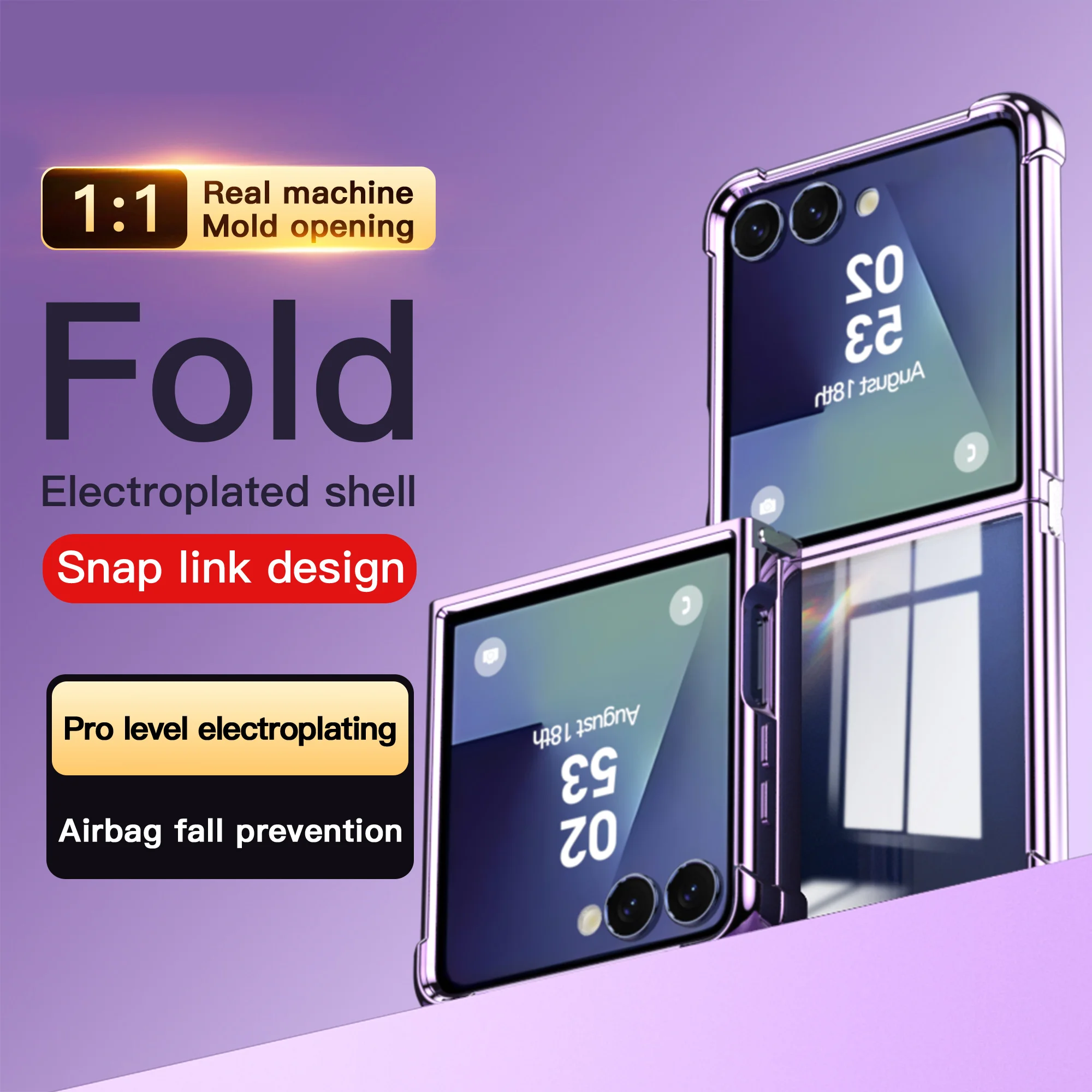 Luksusowe, przezroczyste, miękkie etui na telefon z powłoką ochronną do Samsung Galaxy Z Flip 8 7 FE 6 5 4 3, wzmocnione, odporne na wstrząsy, przezroczysta tylna obudowa. — zdjęcie produktu 3