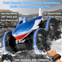 Gesture Sensing Water&Land Amphibious RC Car 2.4G 360° Stunt Spin 45° Climb One Key Demo Seal Waterproof Radio Control Shark Car