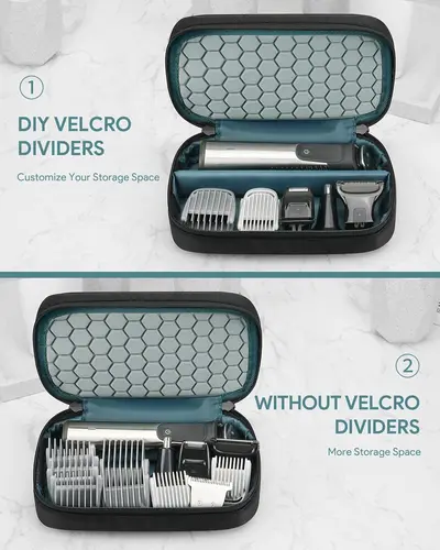 Imagen 1 del producto Estuche de viaje todo en uno compatible con Braun Series 5 y Philips Multigroom 3000-9000, compartimentos organizados, bolsa de almacenamiento duradera