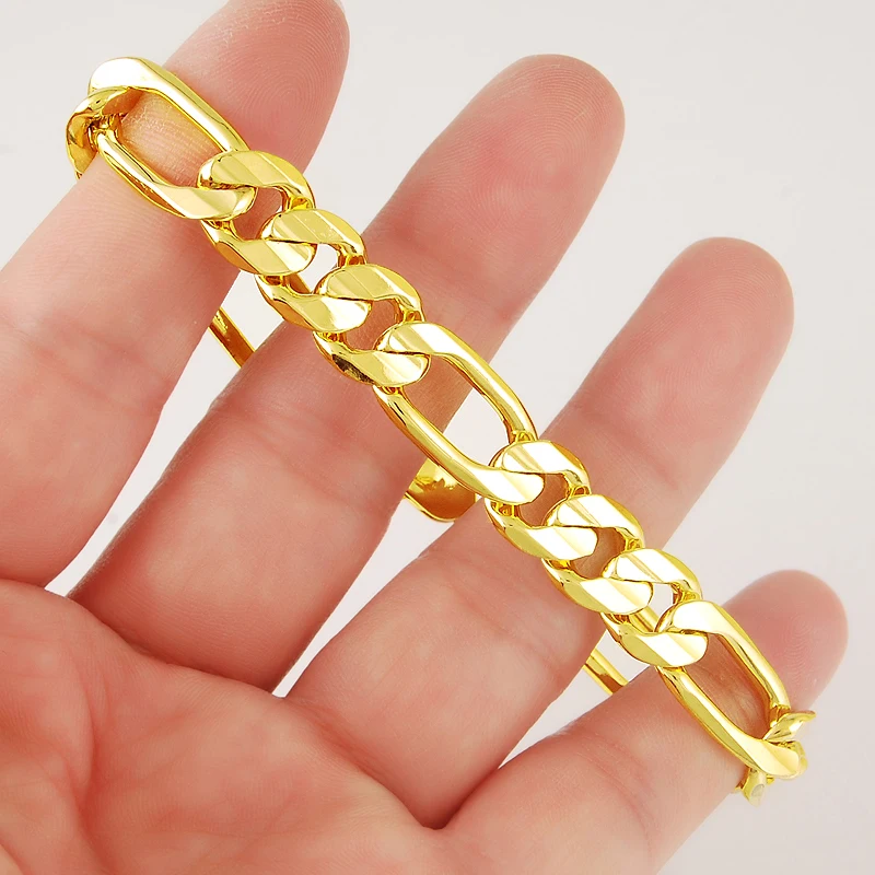 Forever Not Fade 18K Gold Filled Jewelry Bracelets for Men Women Pulseira Feminina Bizuteria Joyas Wedding Fine Bracelets 10MM