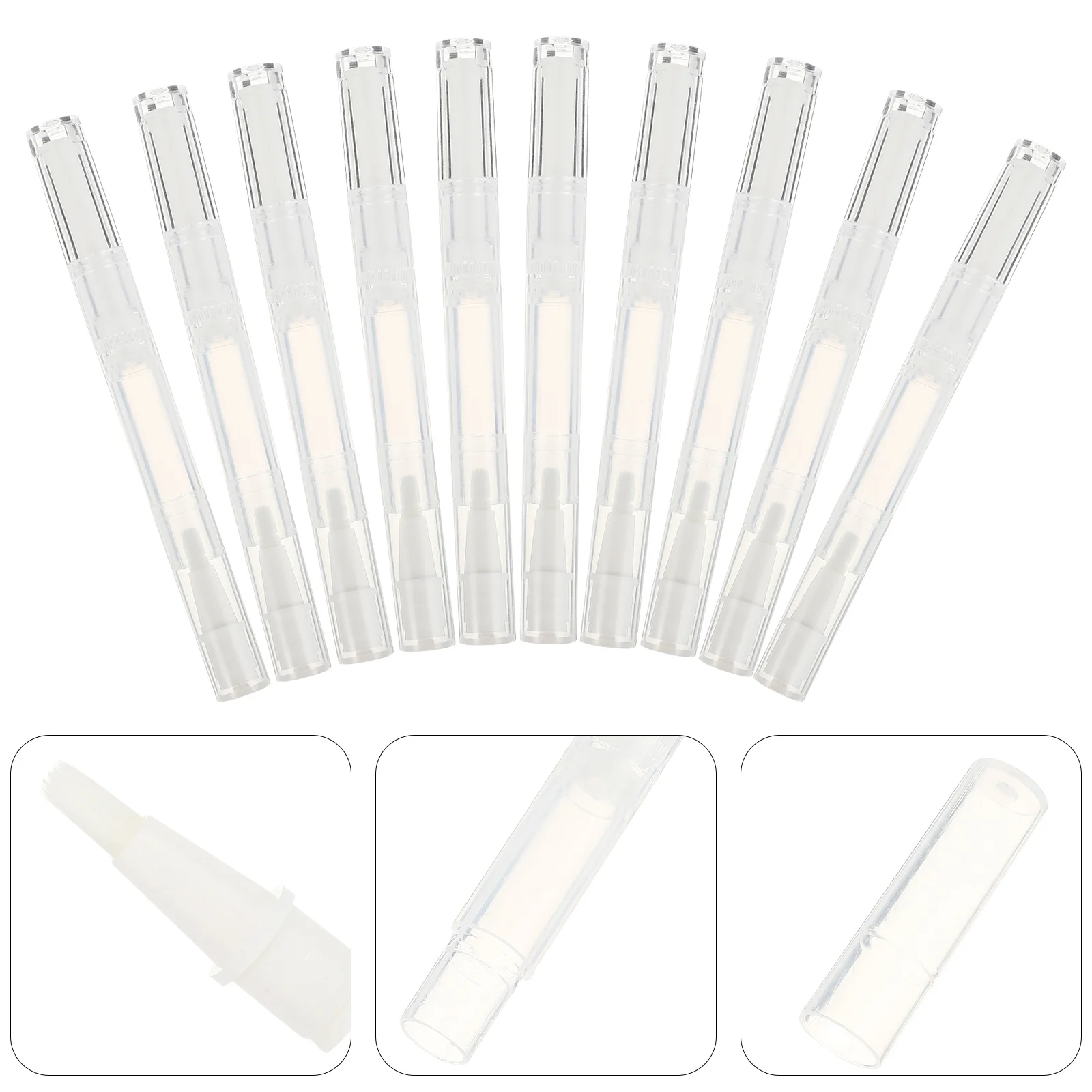 10 Uds. Tubo líquido vacío transparente, bolígrafo de aceite para uñas, punta de cepillo, aplicador de brillo de labios para aceites esenciales de esmalte de uñas