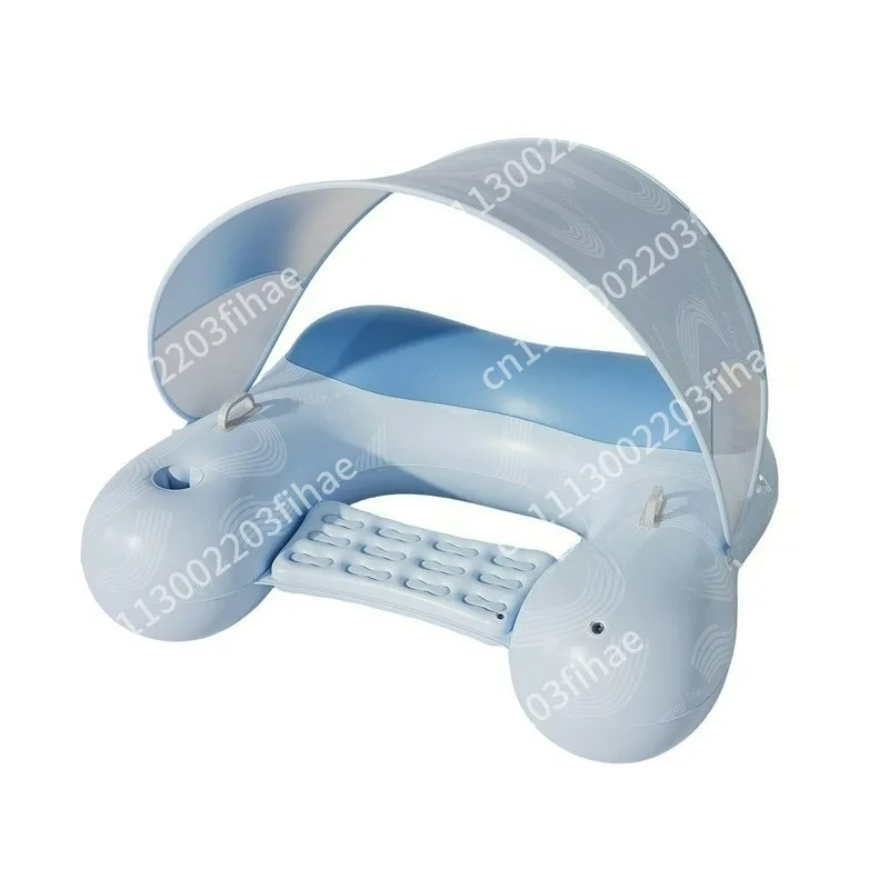 Removable awning recliner outdoor water sofa floating bed summer cool inflatable floating row with cup holder lying ring batch