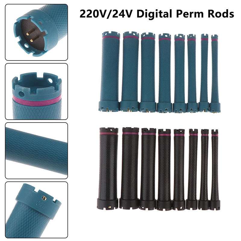 

1Pcs 220V/24V Digital Hair Perm Rods Universal 2 Plugs Electirc Heated Curl Bars Rollers Curlers 12.5cm Fluffy Curling Rollers