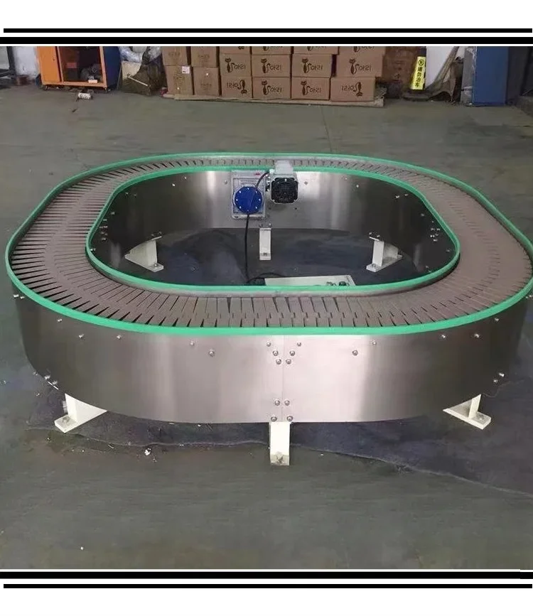 

90,180 degree circular conveyor belt for turning machine, stainless steel chain plate manufacturer for production line