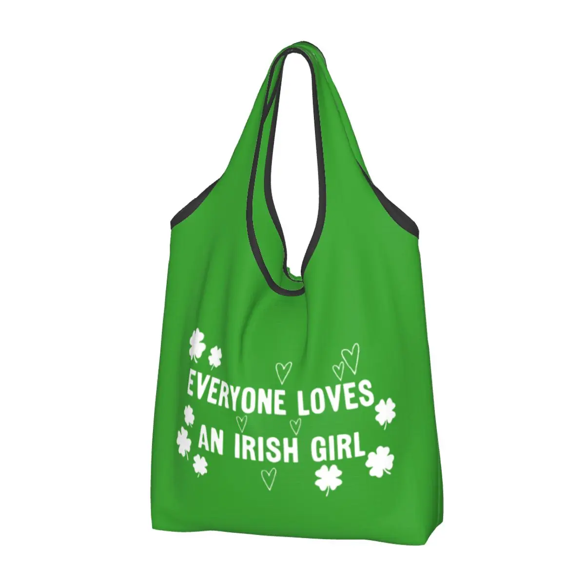 Large Reusable Everyone Loves An Irish Girl Grocery Bags Recycle St Patrick's Day Irish Shopping Eco-Friendly Bag Fits in Pocket