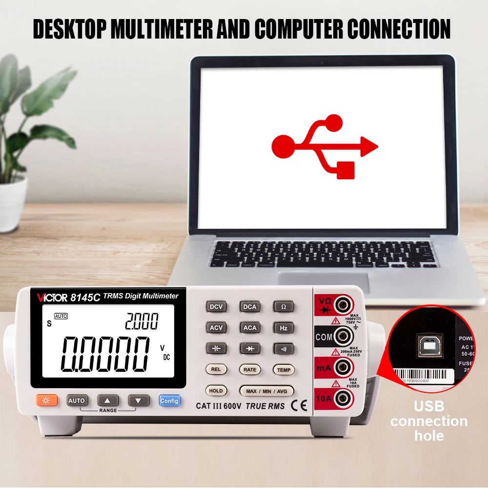 Digital Multimeter 22000 Counts AC/DC Hz Professional Tester Backlight Large Clear Screen Desktop Volt Amp Ohm Multimetro Tools