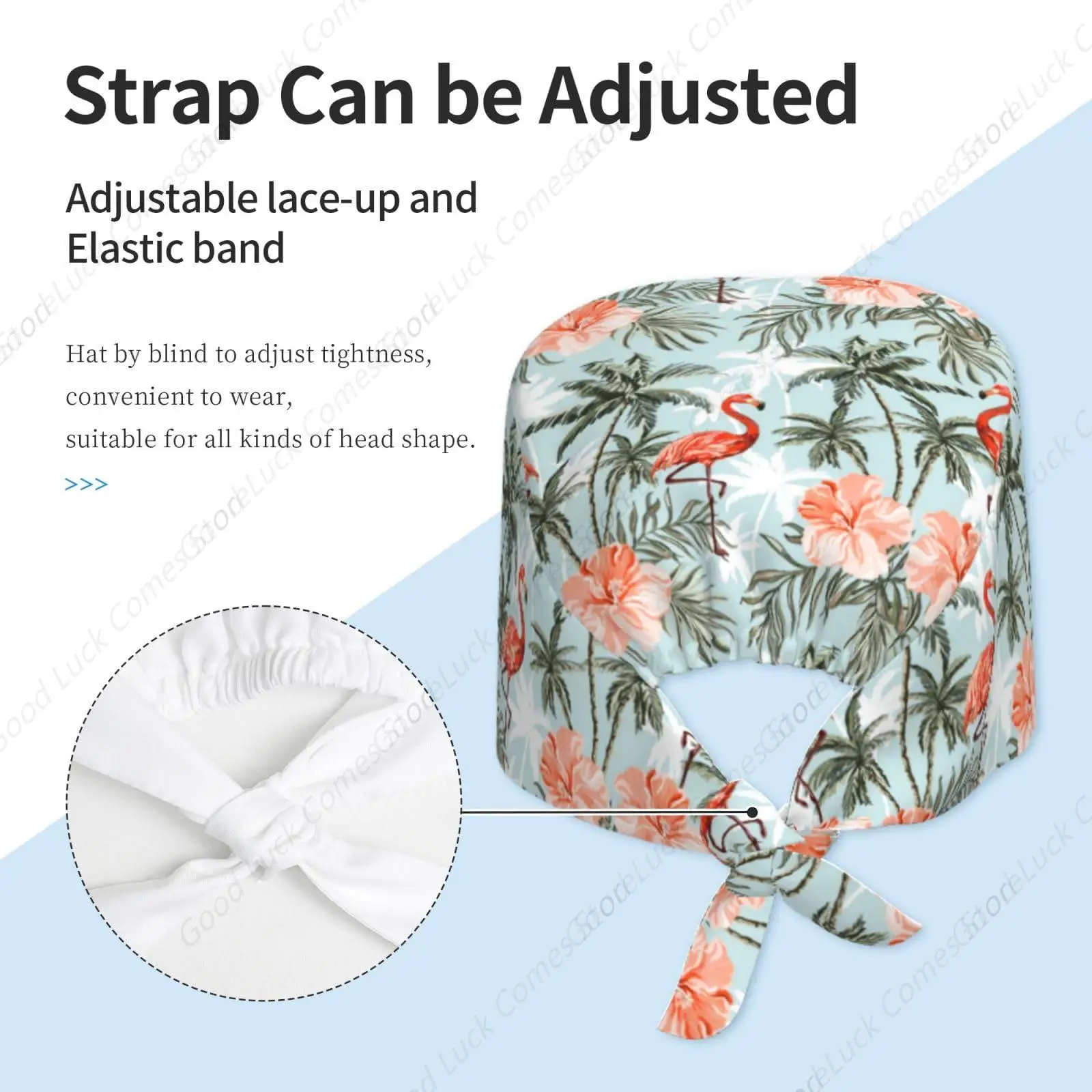 Casquette de travail hawaïenne Flamingo Palmiers pour femmes et hommes, casquette de gommage avec bandeau réglable, chapeau unisexe à nouer au dos, infirmière chirurgicale