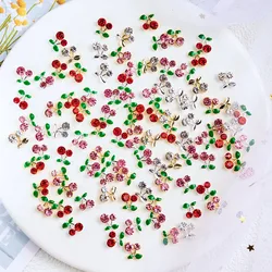 20pcs 3D Cherry Fruit Nail Charms Gold Silver Alloy Butterfly Wings Rhinestone For DIY Nail Art Decoration Kawaii Mini Charms