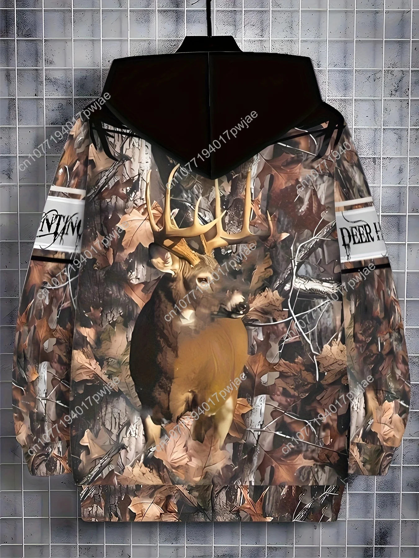 Мужская куртка с капюшоном и камуфляжным принтом оленя — зимнее пальто с длинными рукавами и молнией спереди, капюшоном и карманами на шнурке, обычная посадка Aut