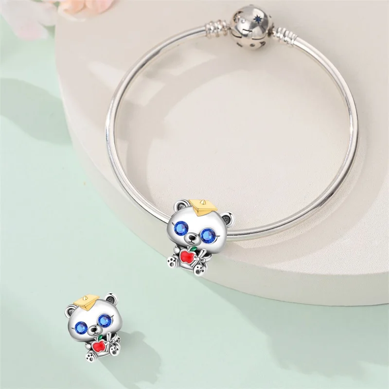 New 925 Sterling Silver Graduation Beart Charms Beads For Women Fit Original Bracelet DIY Birthday Party Jewelry Gifts