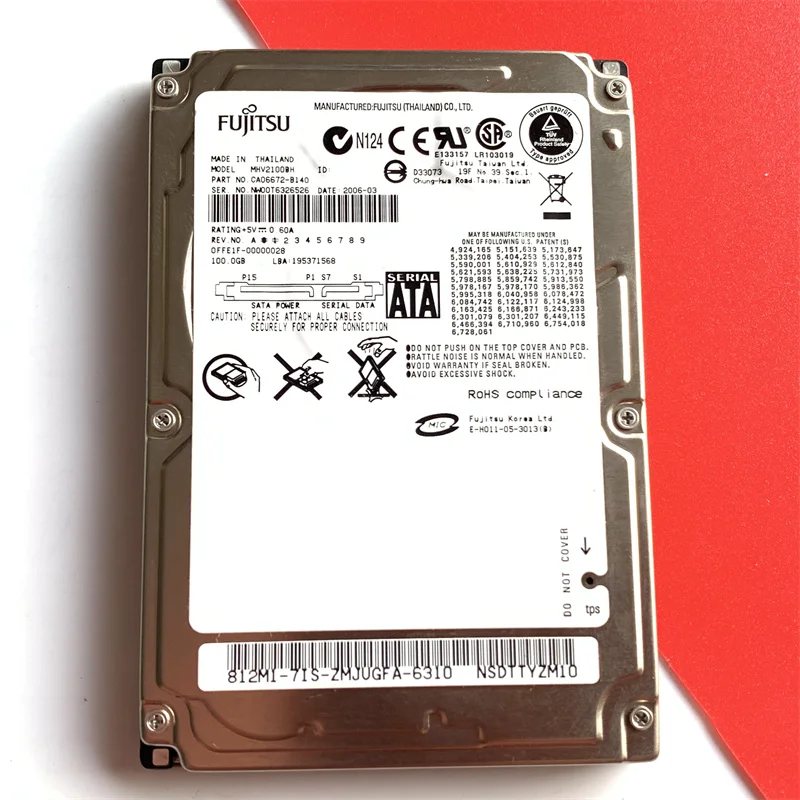 MHV2100BH importou disco rígido para notebook FujiTsu 100G porta serial SATA de 2,5 polegadas, genuíno