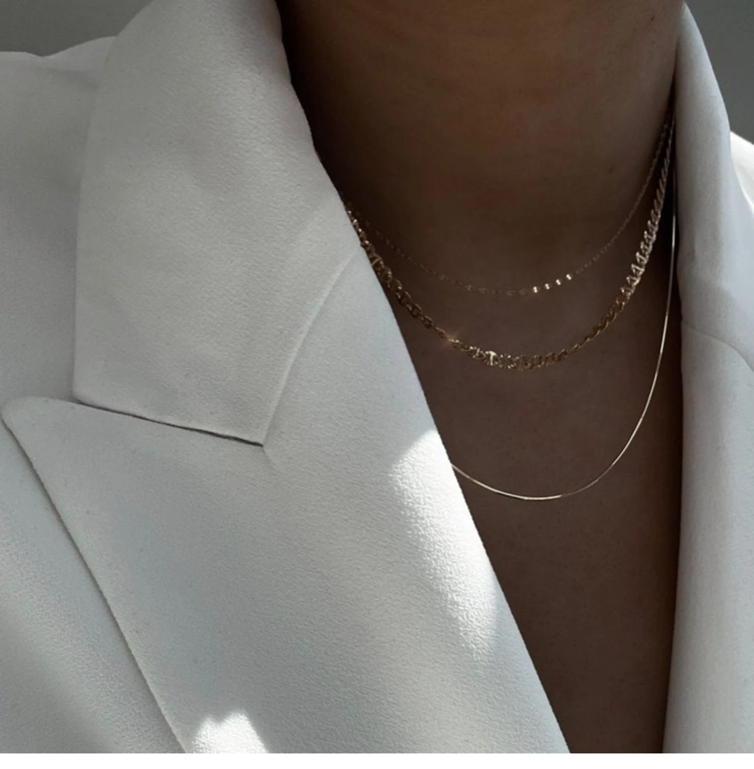 Titanium With 18K Gold Thin Snake Chian Choker Necklace Designer T Show Runway Gown  Rare INS Japan Korean Boho Gothic Hip Hop