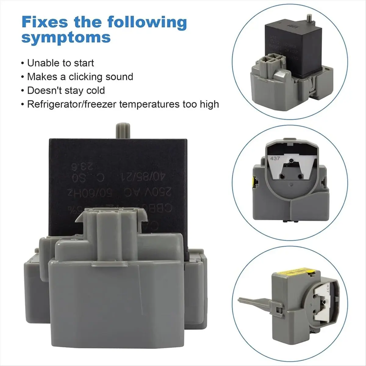 Capable- 2319792 W10197428 W10189190 TSD2 Refrigerator Start Relay Device for Whirlpool Refrigerator Starter