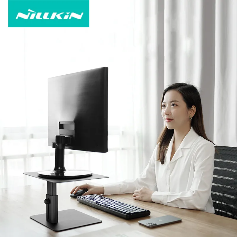 NILLKIN Monitor Stand Riser Metal Computer Universal Desktop Holder Adjustable Monitor Holder for PC Laptop MacBook monitor Base