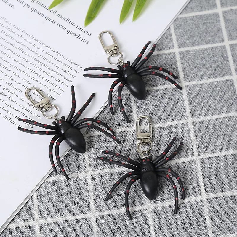 LLavero de araña negra gótica de PVC, dijes de Araneid, bolso de animales, mochila, bolso, colgante para teléfono, accesorio de joyería de Halloween para mujer, regalo