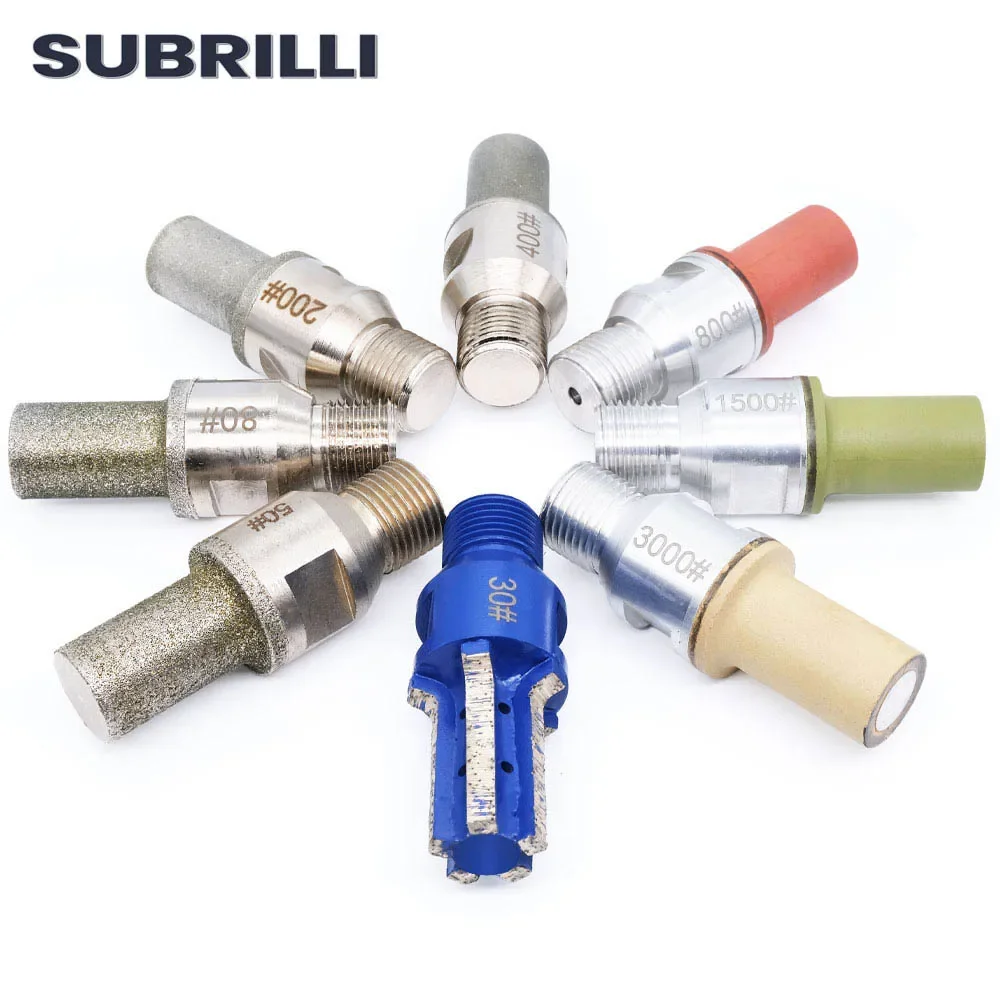 SUBRILLI Diamond Finger Bit CNC Milling Cuter Router Bit Segments Electroplated Resin For Granite Glass Stone Concrete 1/2 GAS