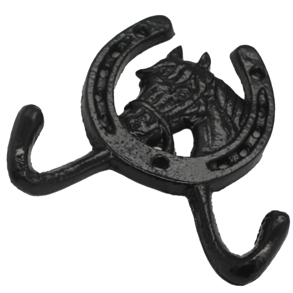 

Horseshoe Wall Hooks Metal Coat Hanger Black Cast Iron Rust Resistant Storage Hook Bathroom Kitchen Mounting Easy