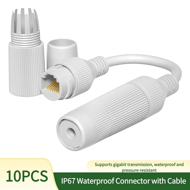 10PCS Outdoor Ethernets Couple RJ45 Waterproof Connectors IP67 Ethernets Networks Connectors Waterproof RJ45 Couplers Header