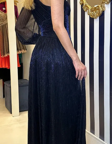 女性秋冬新パーティー非対称スリットドレスルーズカジュアル女性のドレス 1 長袖ハイウエストイブニングパーティー