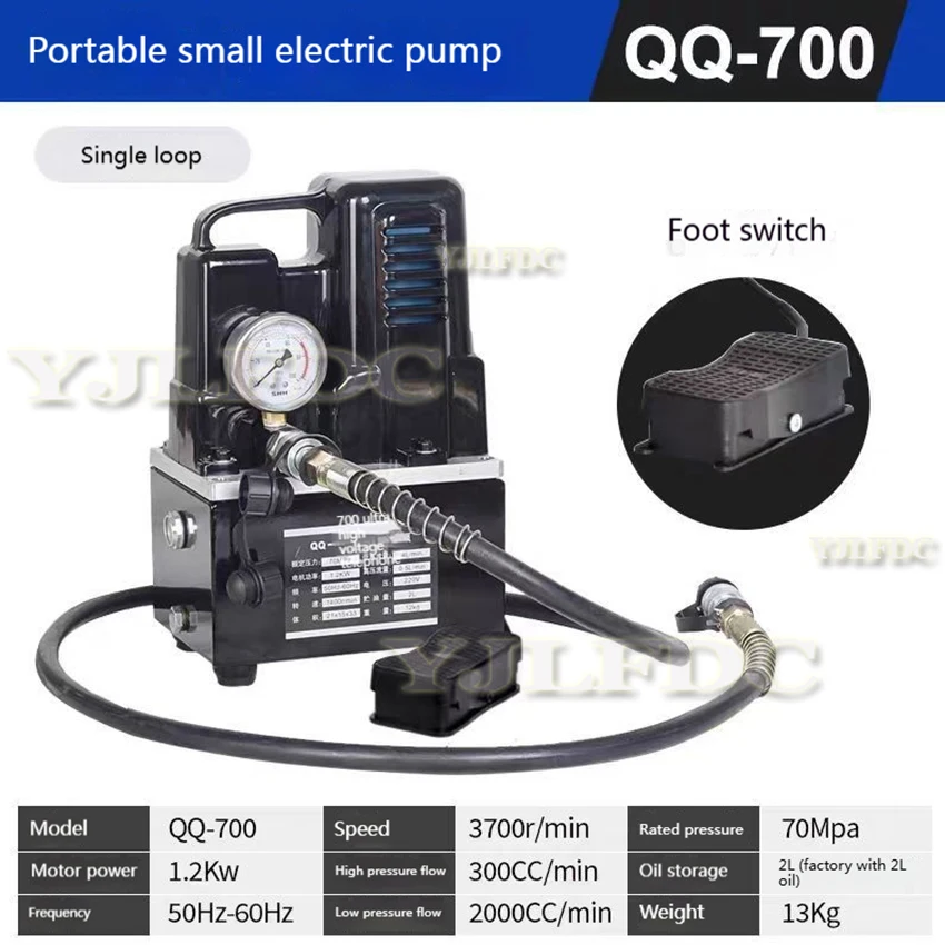 Pompa Listrik Tegangan Tinggi 1200W Manual/Saklar Kaki Pompa Hidrolik Listrik Stasiun Hidrolik 70MPa