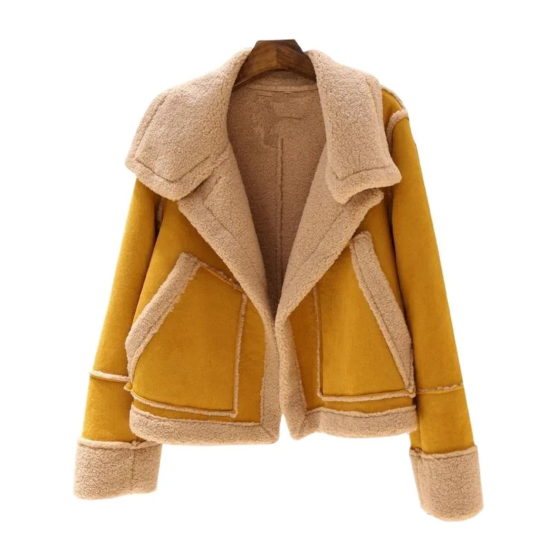 

Autumn or Winter New Korean Version Short Imitation Leather Wool Cotton-padded Clothes Women's Fashion Small Versatile Coat Tide