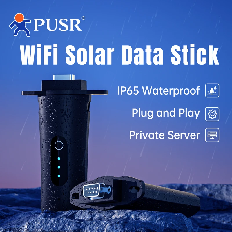 PUSR WiFi Solar Data Stick with DB9 Connector Plug-and-Play IP65 Waterproof Solar Inverter TCP/UDP/HTTP Protocol USR-S100-WA12