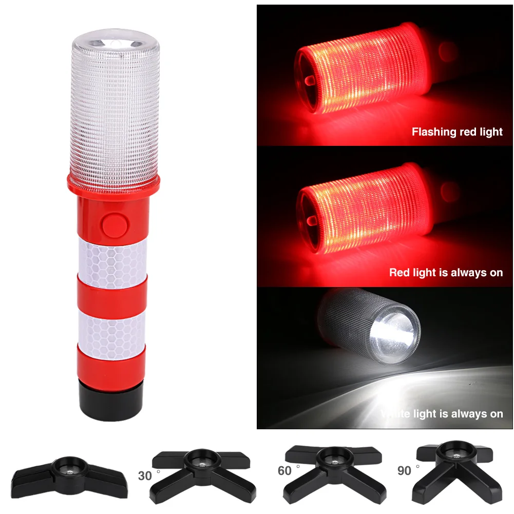 2pc LED Magnetic Flashlight Emergency Roadside Flares Detachable Stand Beacon Safety Strobe Light Warning Signal Alert SOS Lamps