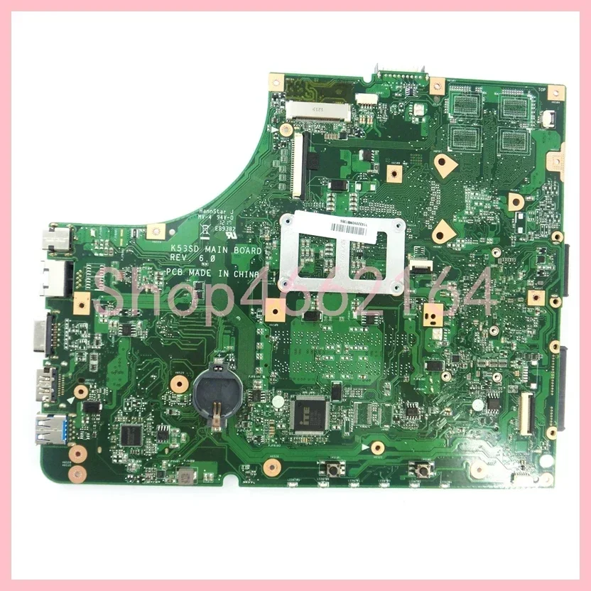 K53E With I3-2nd Gen CPU REV 6.0 Notebook Mainboard For Asus A53E P53E K53E A53S K53S K53SD Laptop Motherboard 100% Test OK