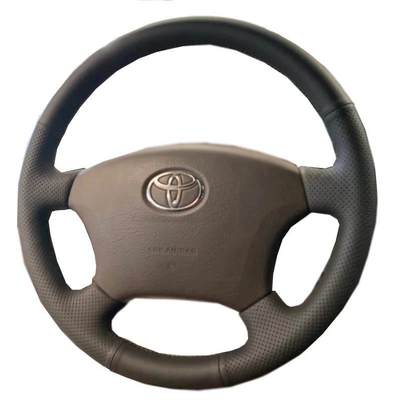 For Toyota old PRADO LAND CRUISER DIY customized leather peach wood hand sewn steering wheel cover