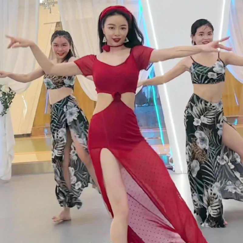 

Women's Belly Dance Performance Suit Sexy Open Waist Belly Dance Competition Suit Set Women's Oriental Dance Practice Suit