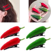 Creative Simulation Vegetable Hairpin Bangs Side Barrettes Red Green Chili Peppers  Side Bangs Clip Hairpins Headdress Ornaments
