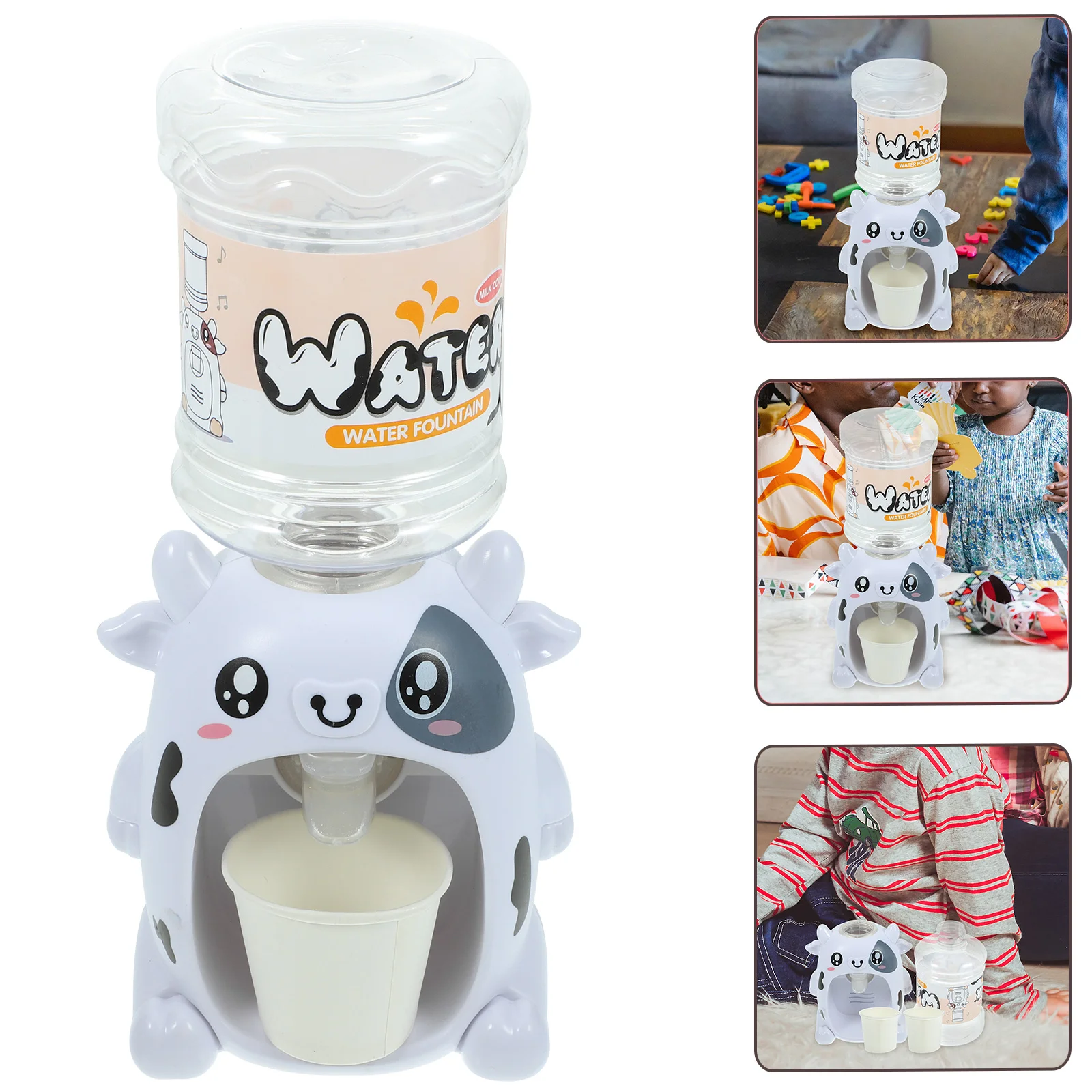 Mini Water Dispenser Attractive Toy for Kids Children Toys Gift Room Slag Juice Milk Cow Fountain Plastic